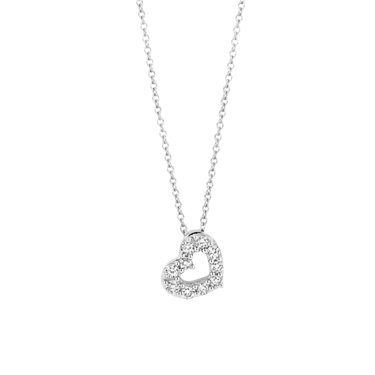 Halskæde m. Vedhæng 0,14 ct. - 14 kt. Hvidguld