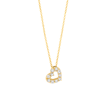 Halskæde m. Hjertevedhæng 0,14 ct. - 14 kt. Guld