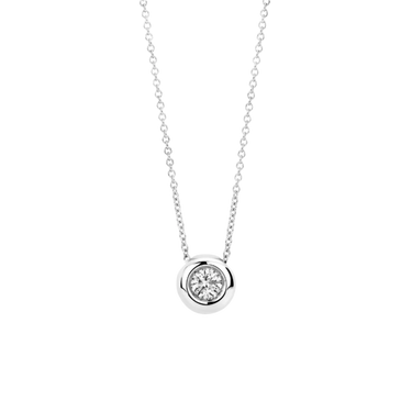 Halskæde m. Vedhæng 0,15 ct. - 14 kt. Hvidguld