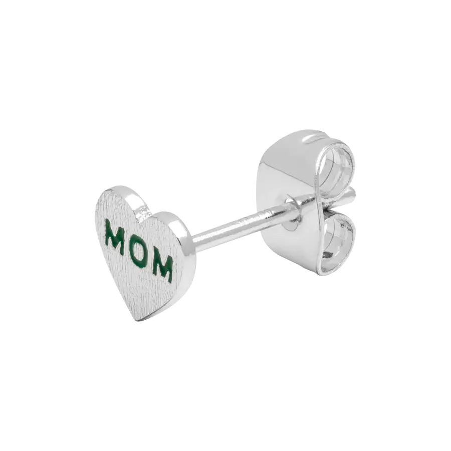 Heart Mom Ørering - Forsølvet Messing fra LULU Copenhagen