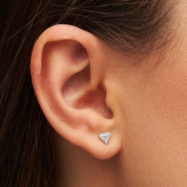 Diamond Cut Small Ørering - Forsølvet Messing fra LULU Copenhagen