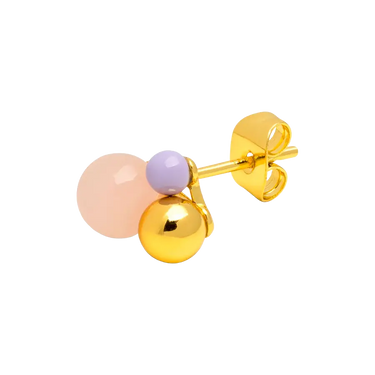 Bouquet Rose Quartz Ørering - Forgyldt Messing fra LULU Copenhagen