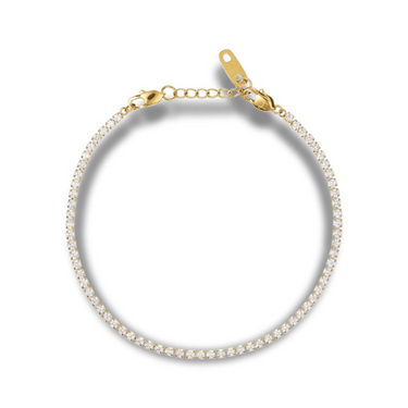 Shiny Tennisarmbånd Medium - Forgyldt Stål