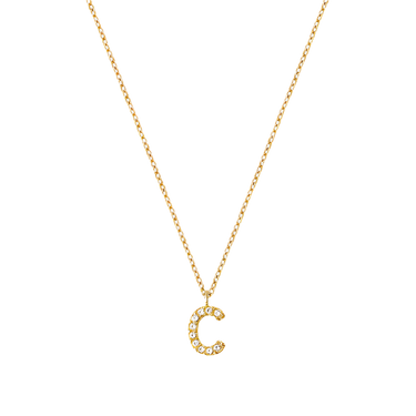 Stone Letter C Gold Necklace fra Mockberg