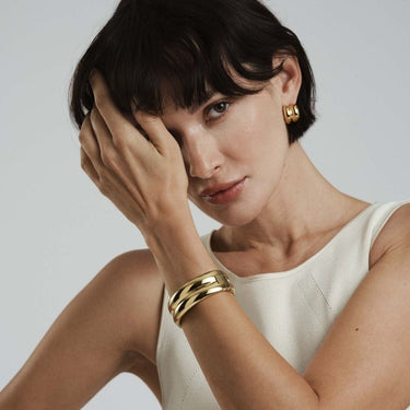 Rebel Double Bangle Armbånd Small - Forgyldt Stål