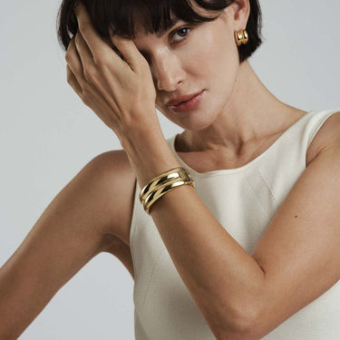 Rebel Double Bangle Armbånd Medium - Forgyldt Stål