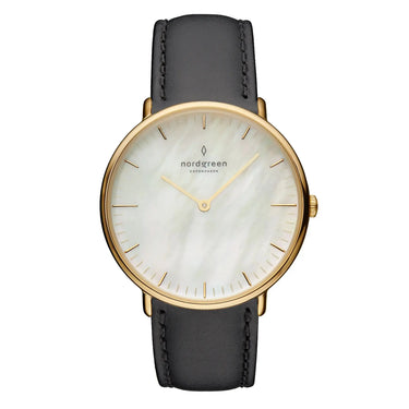 Native // 32mm // gold // mp black strap fra Nordgreen