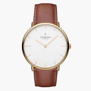 NativeR // 32mm // Gold // Leather // Brown // White