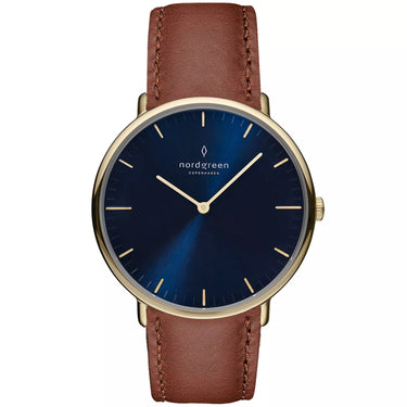 NativeR // 40mm // Gold // Leather // Brown // Navy fra Nordgreen