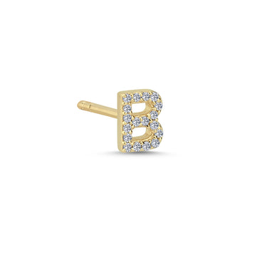 Bogstav Ørestik B m. pavé 0,072ct. W-si - 14 kt. Guld