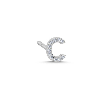 Bogstav Ørestik C m. pavé 0,044ct. W-si - 14 kt. Hvidguld