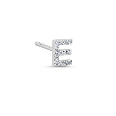 Bogstav Ørestik E m. pavé 0,06ct. W-si - 14 kt. Hvidguld