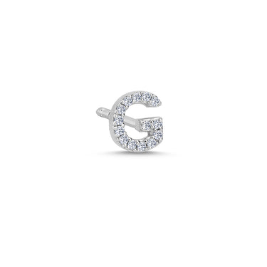 Bogstav Ørestik G m. pavé 0,056ct. W-si - 14 kt. Hvidguld