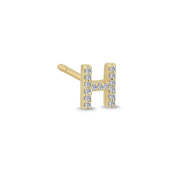 Bogstav Ørestik H m. pavé 0,06ct. W-si - 14 kt. Guld