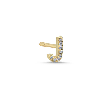 Bogstav Ørestik J m. pavé 0,032ct. W-si - 14 kt. Guld