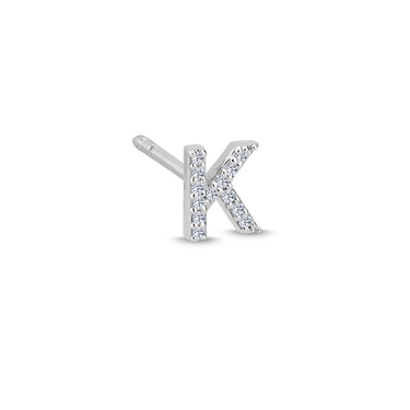 Bogstav Ørestik K m. pavé 0,052ct. W-si - 14 kt. Hvidguld