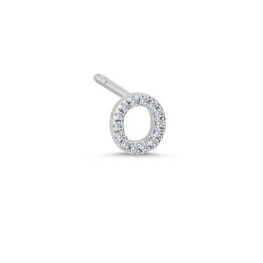 Bogstav Ørestik O m. pavé 0,056ct. W-si - 14 kt. Hvidguld