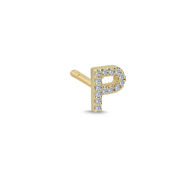 Bogstav Ørestik P m. pavé 0,056ct. W-si - 14 kt. Guld