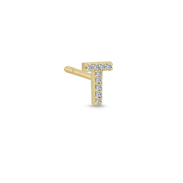 Bogstav Ørestik T m. pavé 0,036ct. W-si - 14 kt. Guld