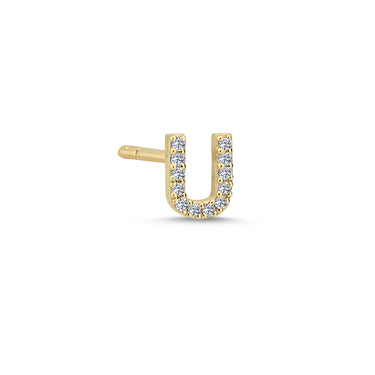 Bogstav Ørestik U m. pavé 0,048ct. W-si - 14 kt. Guld
