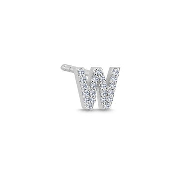 Bogstav Ørestik W m. pavé 0,084ct. W-si - 14 kt. Hvidguld