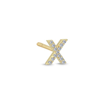 Bogstav Ørestik X m. pavé 0,052ct. W-si - 14 kt. Guld