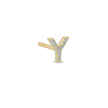 Bogstav Ørestik Y m. pavé 0,036ct. W-si - 14 kt. Guld
