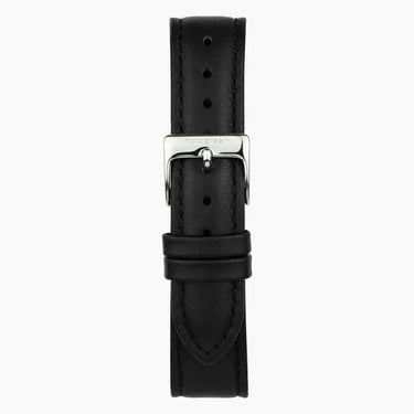 Pioneer // 42mm // Silver // Leather // Black // White fra Nordgreen