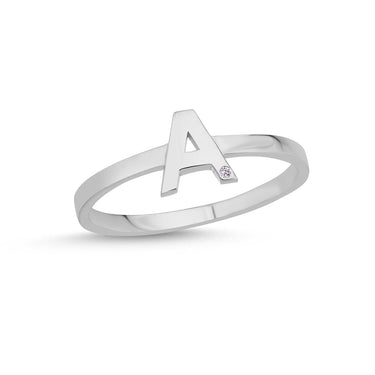 Bogstav Ring A m. 1 x 0,005ct. W-si 7mm -14kt. Hvidguld