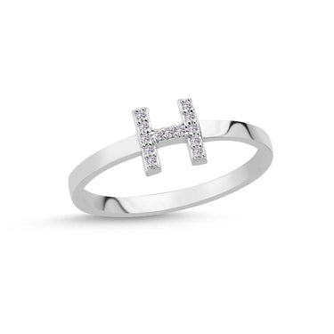 Bogstav ring H m Pavé 13 x 0,005ct. W-si 7mm - 14kt. Hvidgu