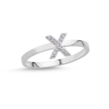 Bogstav ring X m Pavé 13 x 0,005ct. W-si 7mm - 14kt. Hvidgu