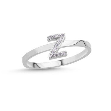 Bogstav ring Z m Pavé 13 x 0,005ct. W-si 7mm - 14kt. Hvidgu