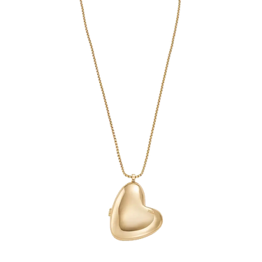 Gold-Tone Brass Oversized Heart Locket Halskæde x Baum Und Pferdgarten fra Skagen Jewellery