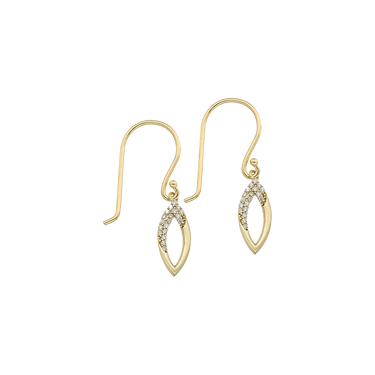 Teardrop Sparkle Øreringe - 8 kt. fra Gold Essentials by Plaza