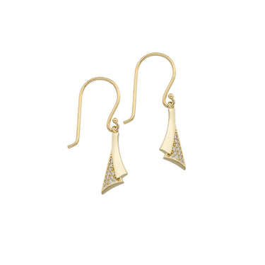Trumpet Zircon Øreringe - 8 kt. fra Gold Essentials by Plaza