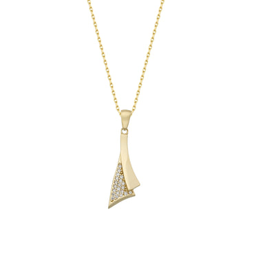 Trumpet Zircon Halskæde - 8 kt. fra Gold Essentials by Plaza