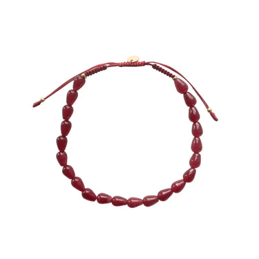 Love Drop Armbånd With Bordoux Ribbon - Forgyldt