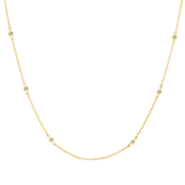 14 kt. halskæde m. 7*0,025 ct.