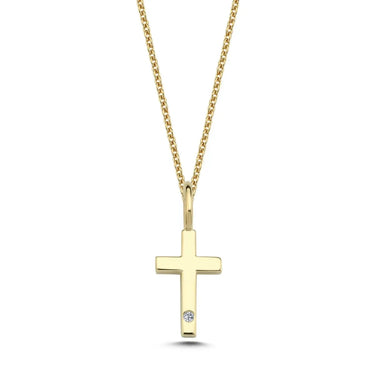 Kors Vedhæng m. 1 x 0,005ct. W-si 9,5mm - 14kt. fra Nuran