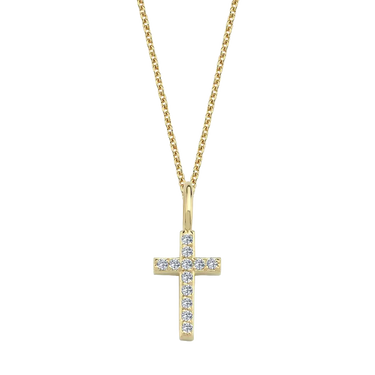 Kors Vedhæng m. Pavé 12x0,005ct. W-si 9,5mm - 14kt. fra Nuran
