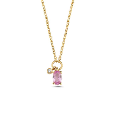 GAIA Halskæde m. pink safir og 0,01ct. - 14 kt. Guld