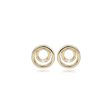 Duo Circle  ørestikker - 8 kt. Guld fra Gold Essentials by Plaza