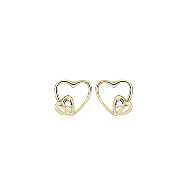 Duo Heart ørestikker - 8 kt. Guld fra Gold Essentials by Plaza