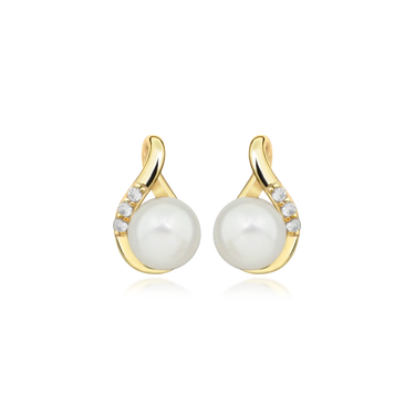 Swan Pearl ørestikker - 8 kt. Guld fra Gold Essentials by Plaza