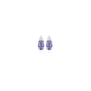Amethyst Drop Ørestikker - Sølv fra Silver Essentials by Plaza
