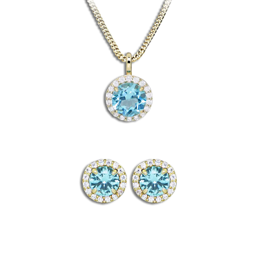 Princess Aqua Spinel Sæt - 8 kt. Guld fra Gold Essentials by Plaza