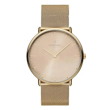 Native // 28mm // gold // latte mesh strap fra Nordgreen