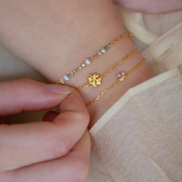 Organic clover armbånd - Forgyldt fra Enamel