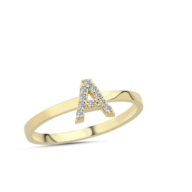 Bogstav ring A m Pavé 10 x 0,005ct. W-si 7mm - 14kt. Guld fra Nuran
