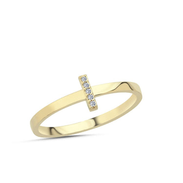Bogstav ring I m Pavé 7 x 0,005ct. W-si 7mm - 14kt. Guld fra Nuran